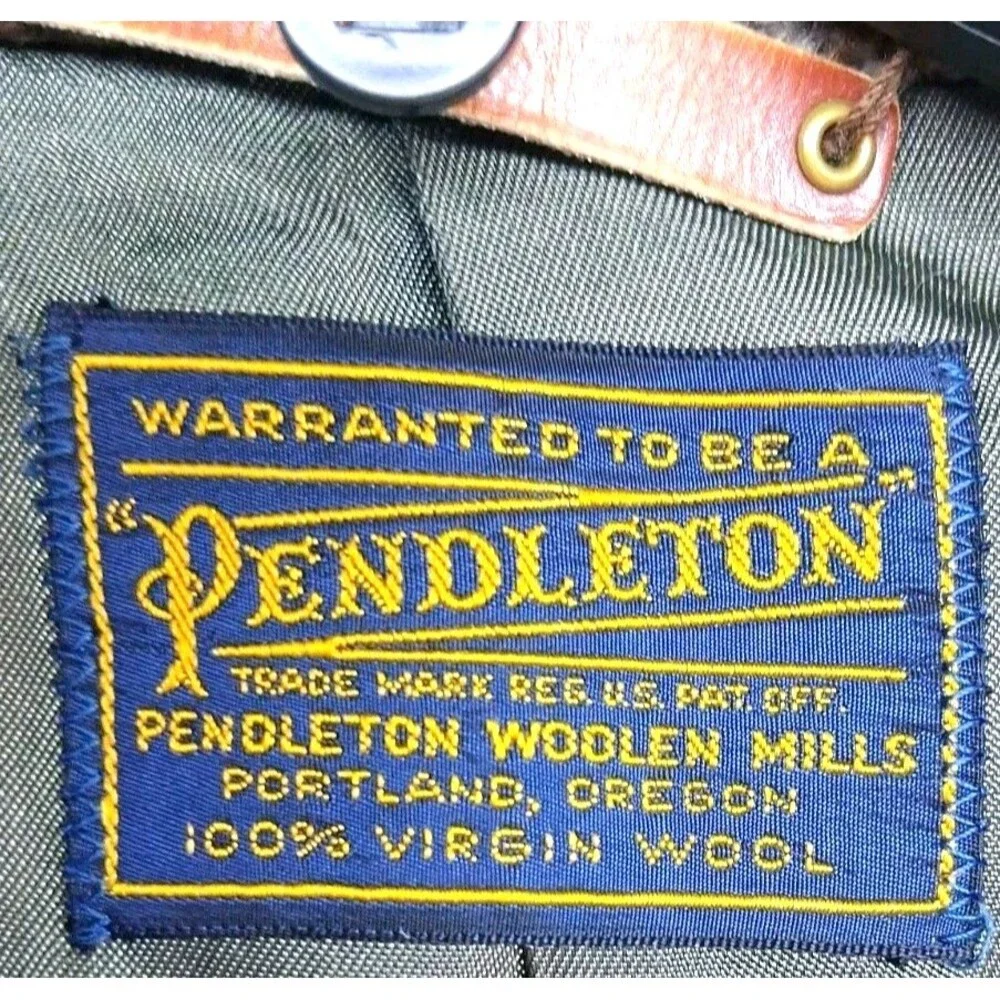 Vintage 50s Pendleton Mens Med Brown Herringbone Wool Jacket Winter Old Money